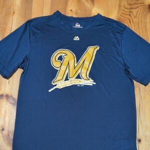 Navy Blue T-Shirt with Gold Logo